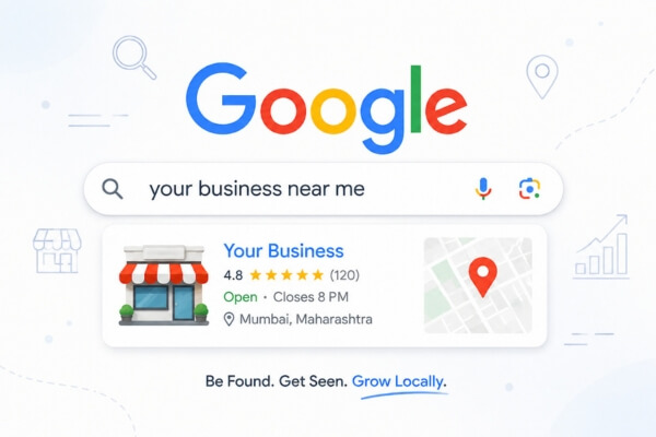 Skypath Digital illustration of a Google search result showing a local business profile with reviews, location, and hours, highlighting how local SEO helps businesses get found